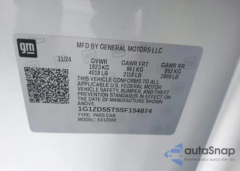 2025 Chevrolet Malibu Fwd 1Lt from USA, damaged, VIN 1G1ZD5ST5SF154874